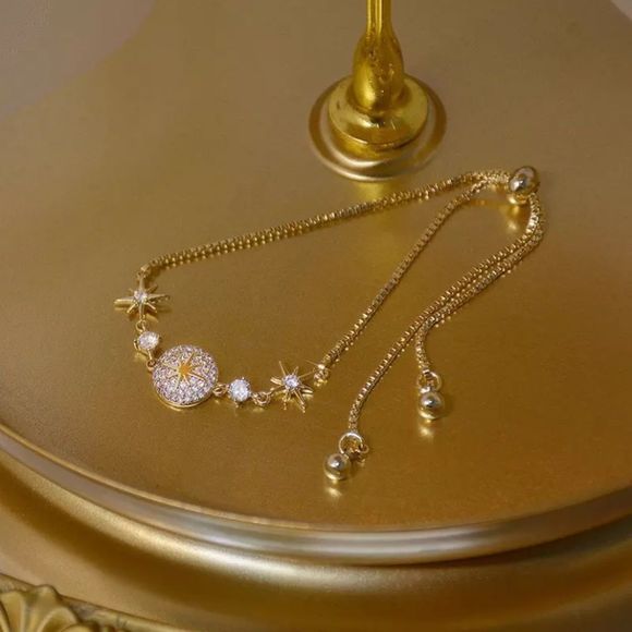 14K Yellow Gold Bracelt w/ AAA Micro Inlaid Zirconias - Picture 5 of 10